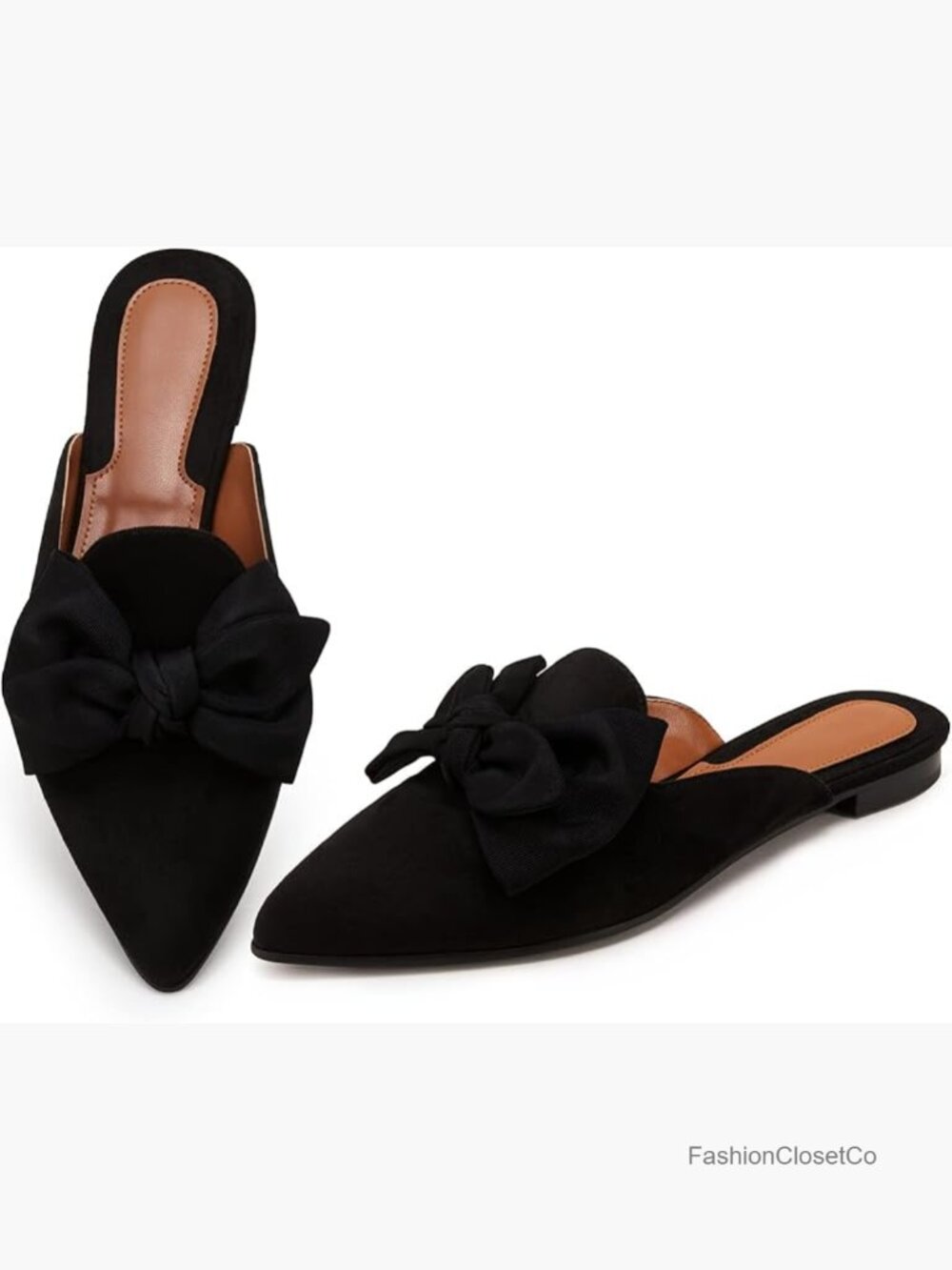 Faux Suede Platform Mules Slip On Pointed Toe Comfort Loafers - Picture 1 of 7